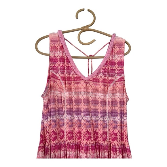 Cabana Life Sleeveless Pink Lavender UPF Tie Tassel Print Swim Cover Up Dress - Picture 8 of 16